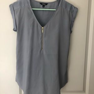 Zipper Work V-Neck Top By Express Size XS